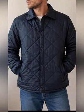 Vintage BIG MAC Quilted Work Jacket Mens L Dark Navy Insulated Snap Zip